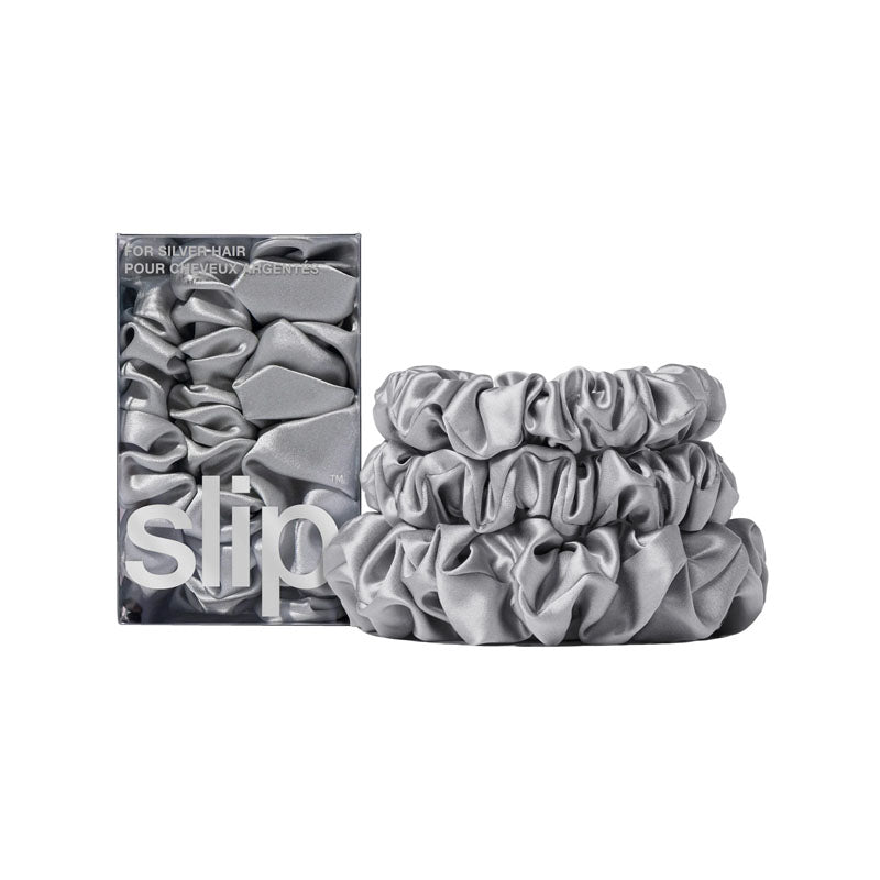 Slip Back to Basics Midi/Large Scrunchie - Silver - 3 Pcs