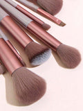 Beauty Makeup Brush Set High-Quality Soft & Powdery Brushes - Brown - 13Pcs