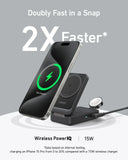Anker MagGo Wireless Charging Station (15W, Foldable 3-in-1) - Black