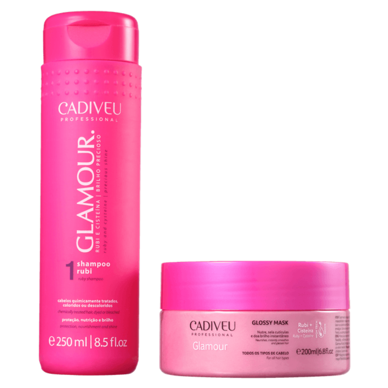 Cadiveu Glamour Kit Home Care Set Hair Treatment - Shampoo 250ml + Mask 200ml