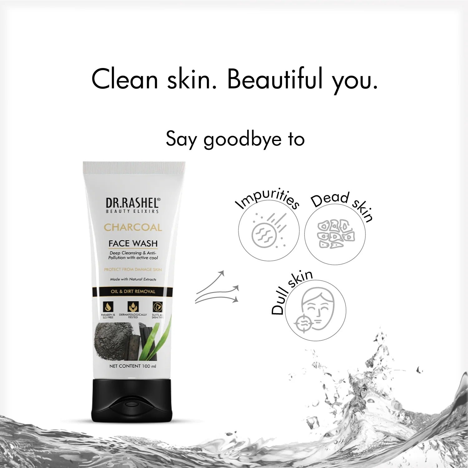 Dr. Rashel Black Charcoal Purifying Face Wash - 100 ml