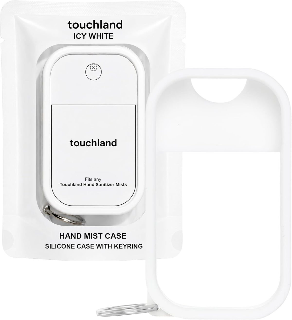 Touchland Silicone Hand Mist Case with Keyring, 1 FL OZ - Icy White