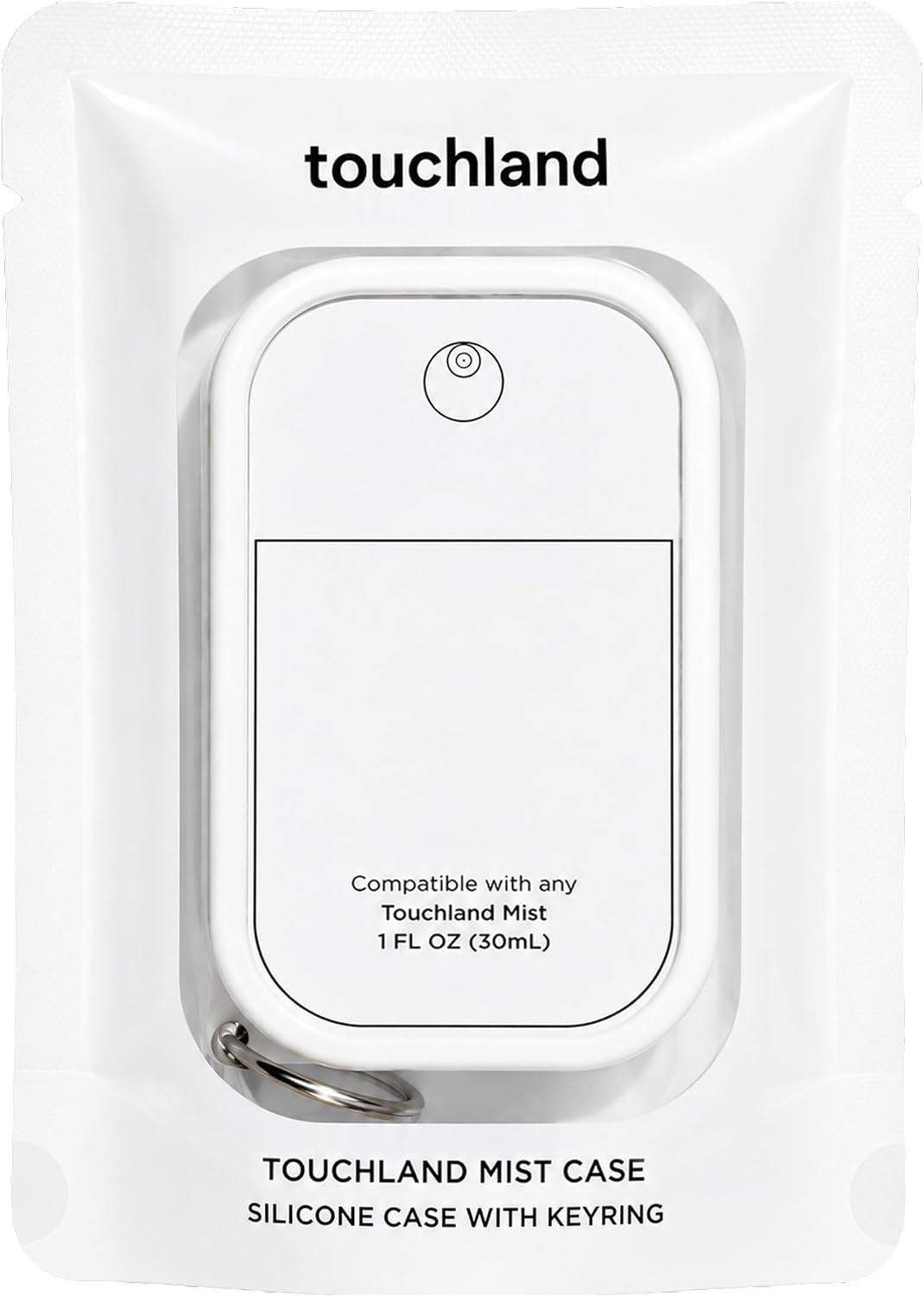 Touchland Silicone Hand Mist Case with Keyring, 1 FL OZ - Icy White
