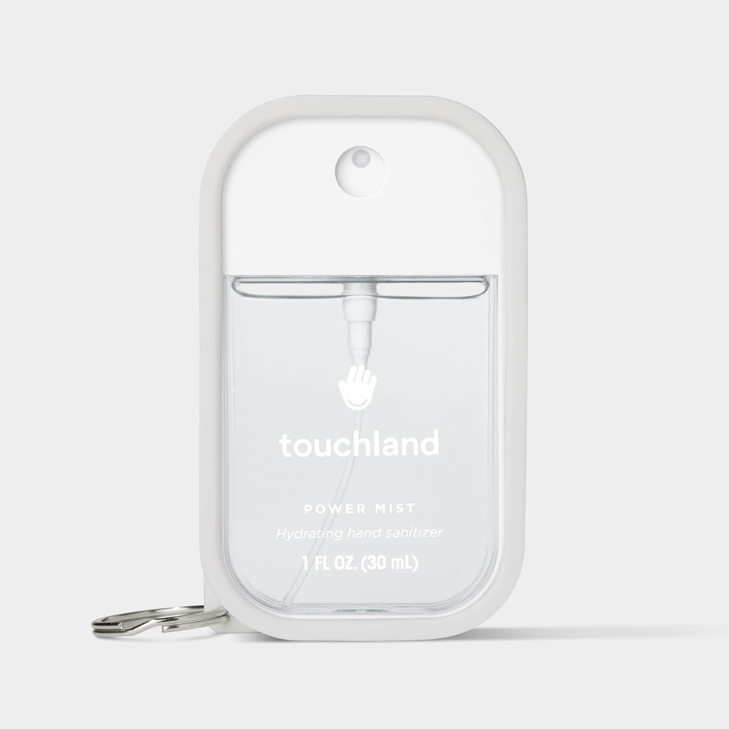 Touchland Silicone Hand Mist Case with Keyring, 1 FL OZ - Icy White