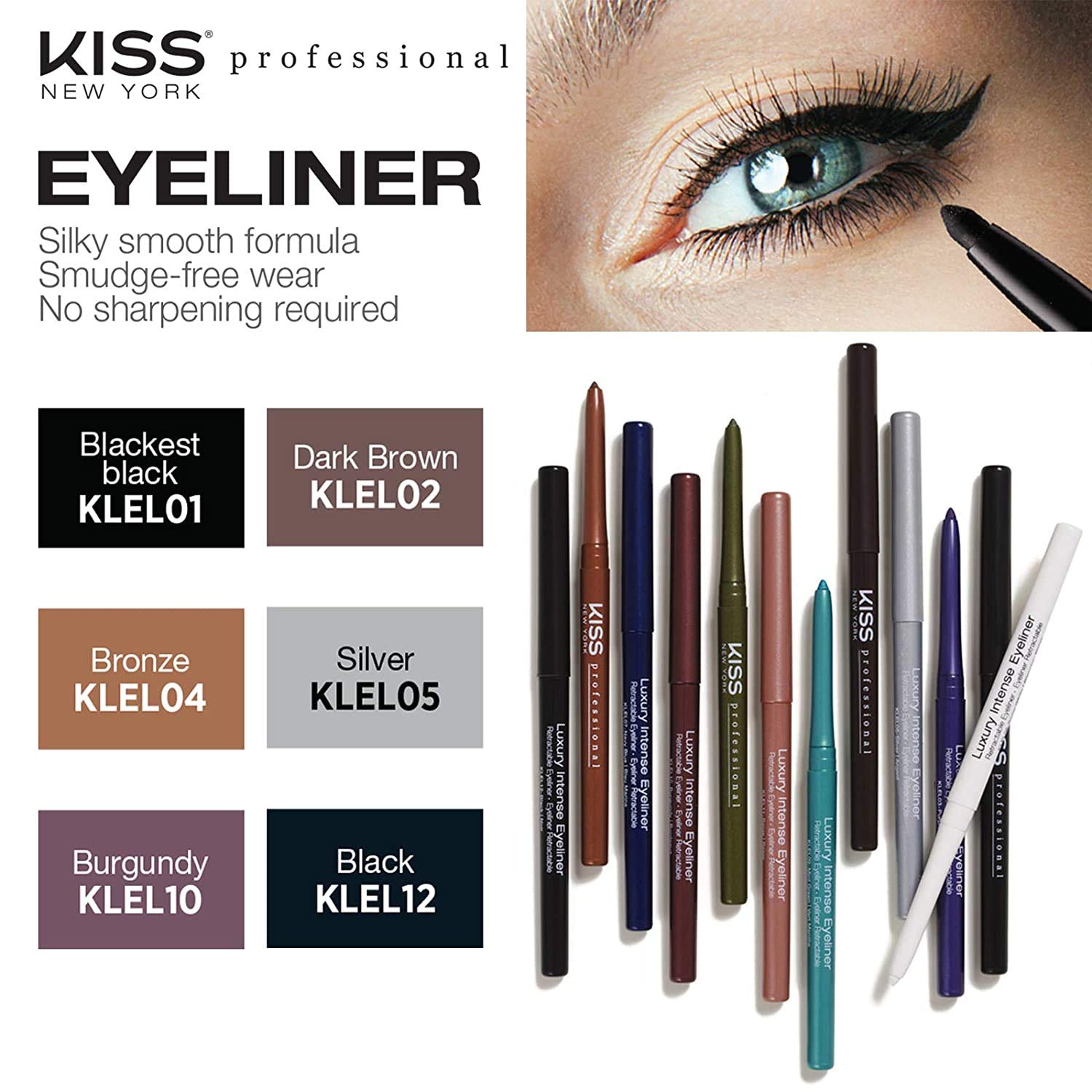 Kiss New York Pro Luxury Intense Eyeliner - Dark Brown