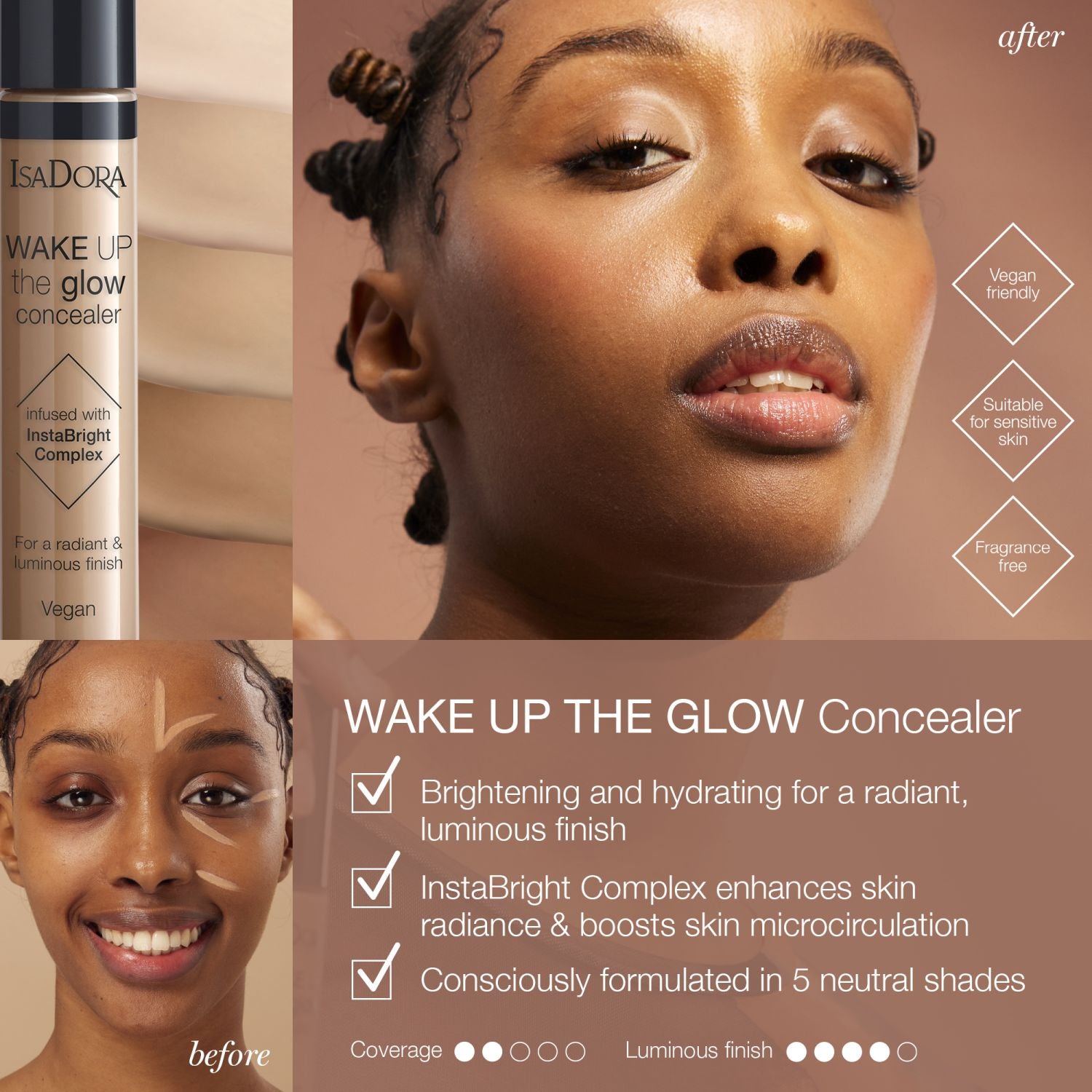 IsaDora Wake Up the Glow Concealer - 44-9N Neutral