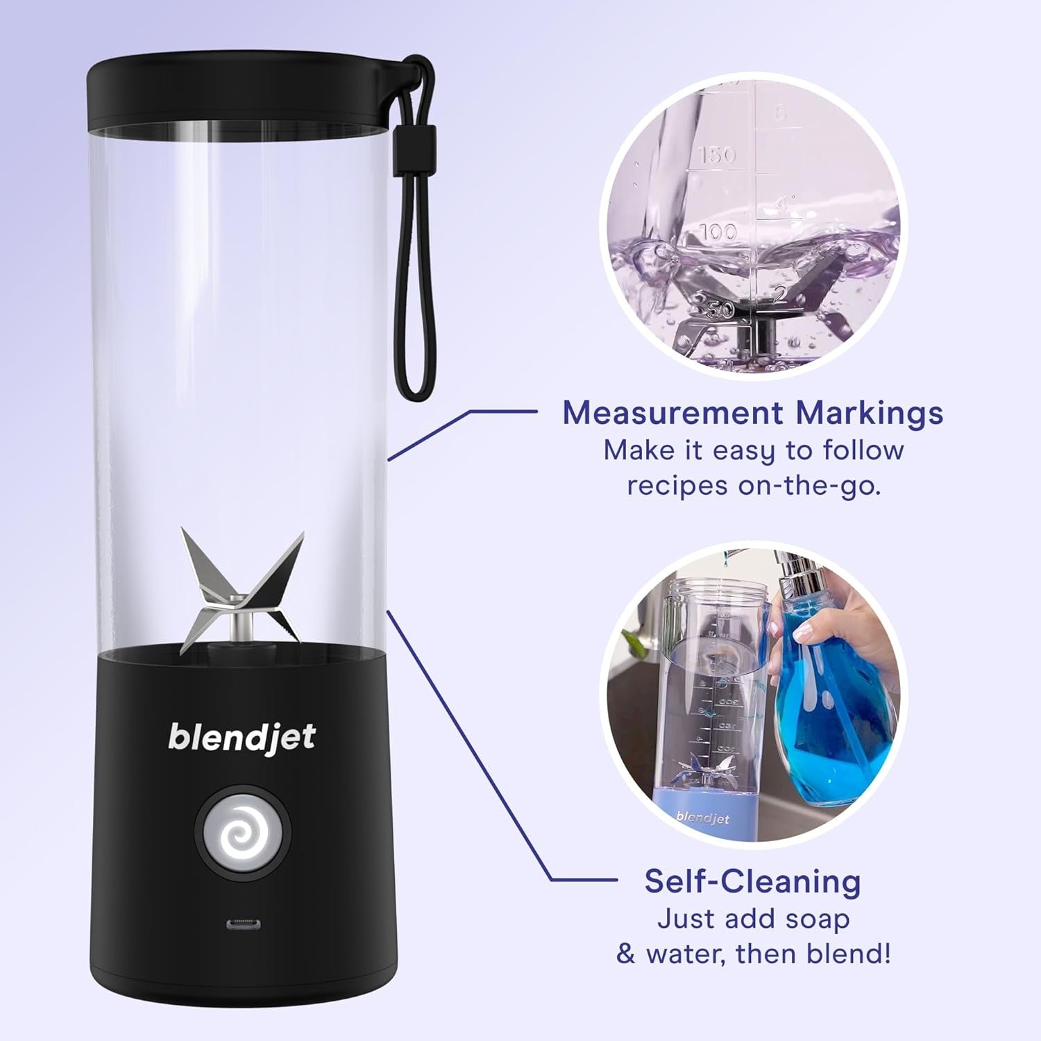 BLENDJET V2 Portable Blender - World's Most Powerful Compact 16Oz BPA Free Blender - Royal