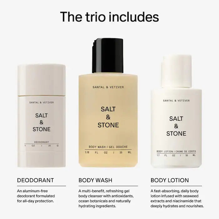 Salt and Stone Santal & Vetiver Mini Trio Set