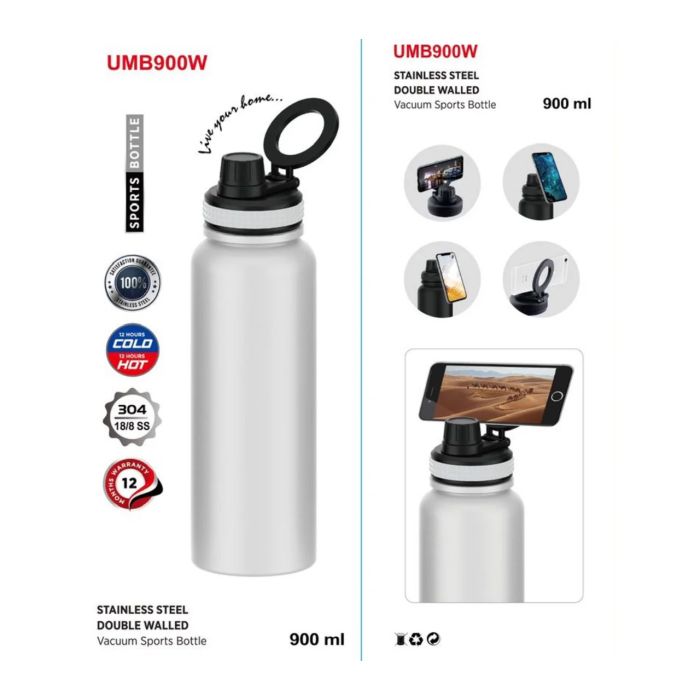 Emjoi MagSafe Stainless Steel Sport Bottle With MagSafe 900 ml - White